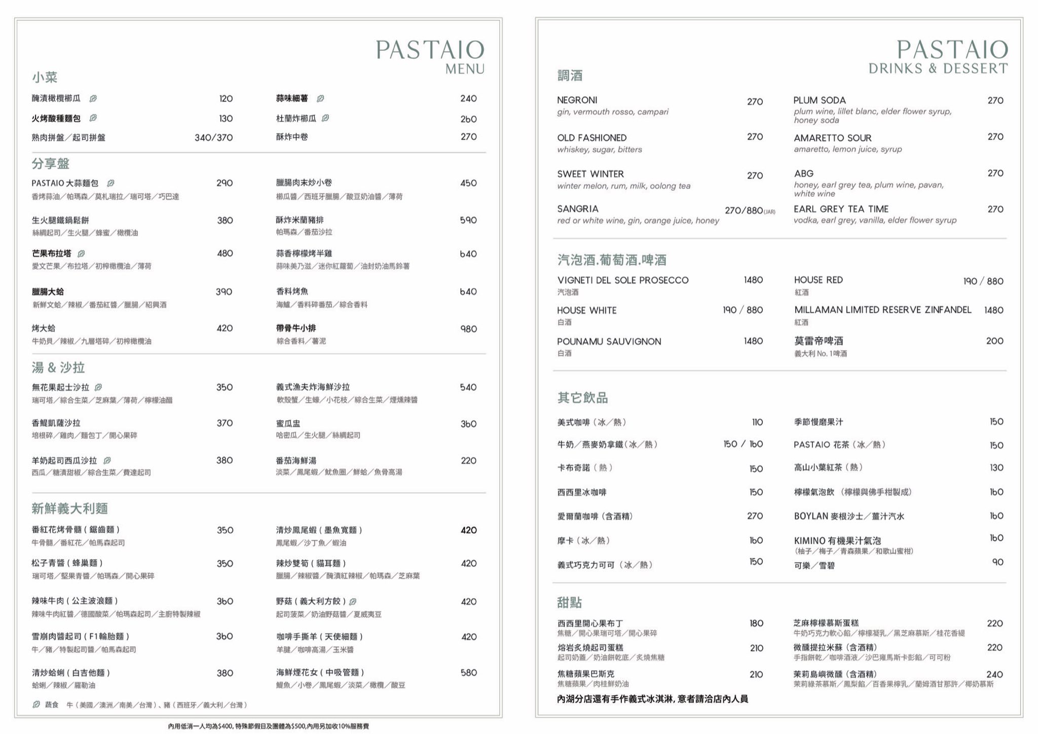 PASTAIO 手工義大利麵新店店｜這裡有賣蜜瓜盅(菜單) @女子的休假計劃